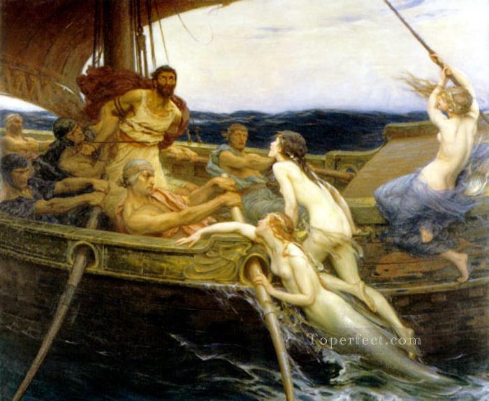 James Ulises y las sirenas Herbert James Draper desnudo Pintura al óleo